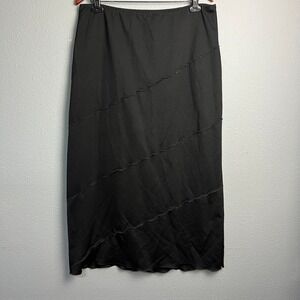 David Paul New York Black Maxi Skirt‎ XL Large Wavy Seam Detail Elegant Career